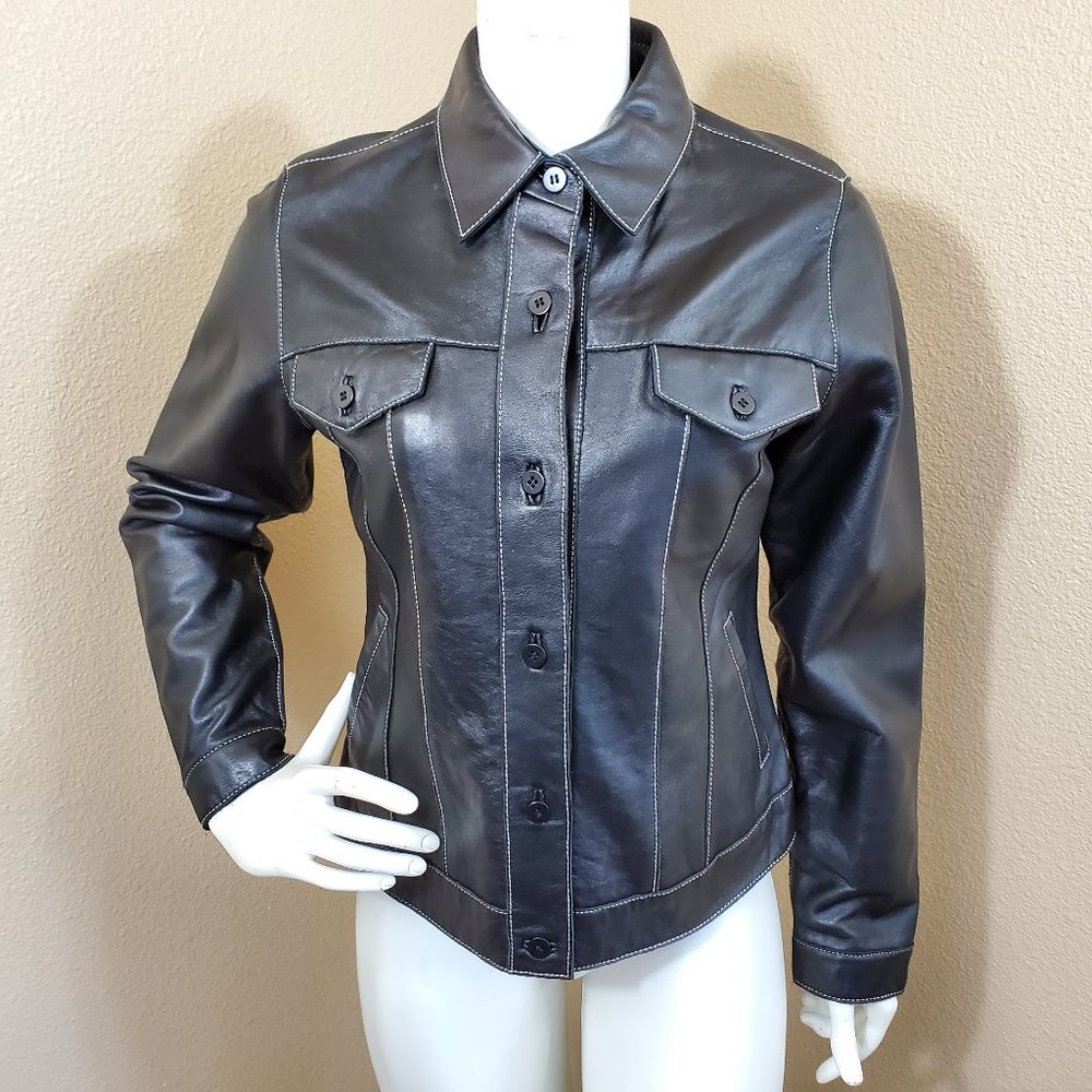 ISDA&CO Black 100% Genuine Leather Jacket S